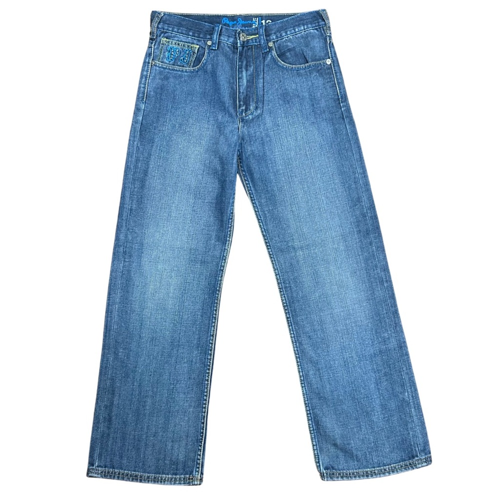 Pepe Jeans Boys Graphic Bootcut Blue Denim Jeans
